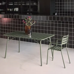 Mesa de jardim bistrô dobrável em aço, 6 lugares, 140cm