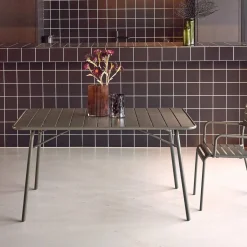Mesa de jardim bistrô dobrável em aço, 6 lugares, 140cm