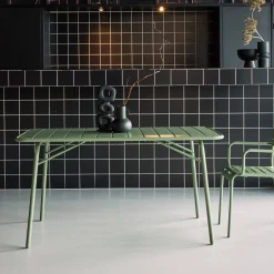 Mesa de jardim bistrô dobrável em aço, 6 lugares, 140cm