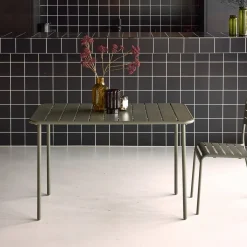 Mesa de jardim bistrô em aço, 4 lugares, 120cm
