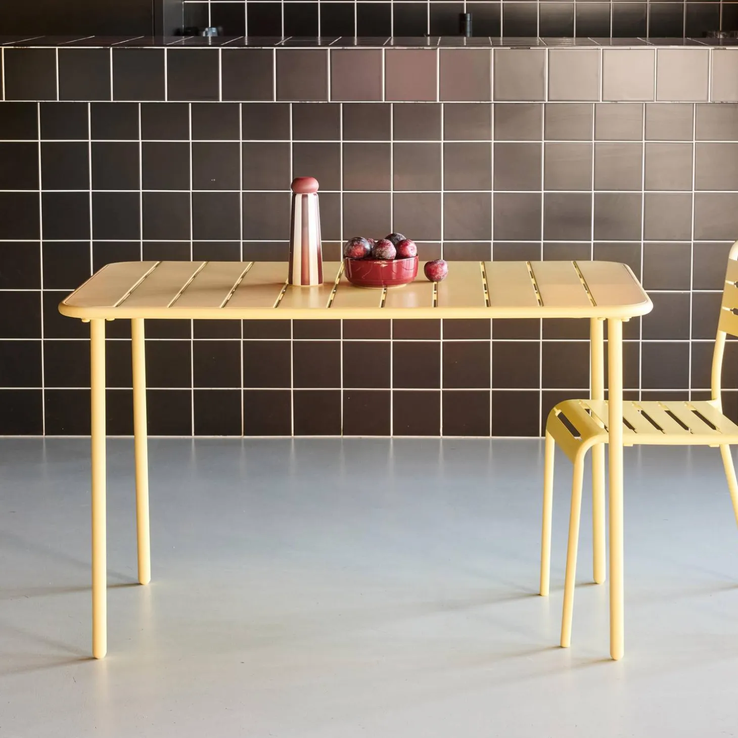 Mesa de jardim bistrô em aço, 4 lugares, 120cm
