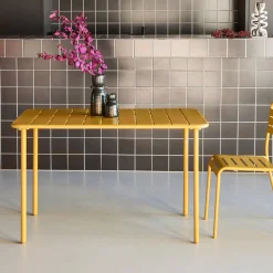 Mesa de jardim bistrô em aço, 4 lugares, 120cm
