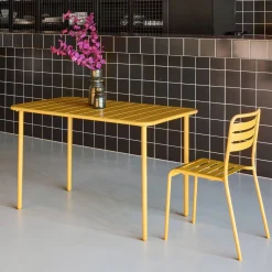 Mesa de jardim bistrô em aço, 4 lugares, 120cm
