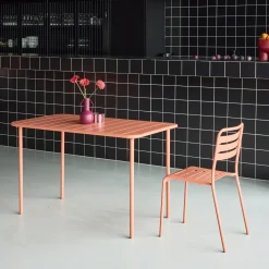 Mesa de jardim bistrô em aço, 4 lugares, 120cm