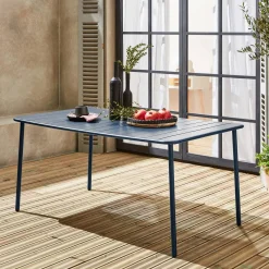 Mesa de jardim bistrô em aço, 6-8 lugares, 160cm