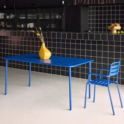 Mesa de jardim bistrô em aço, 6-8 lugares, 160cm