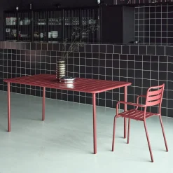Mesa de jardim bistrô em aço, 6-8 lugares, 160cm