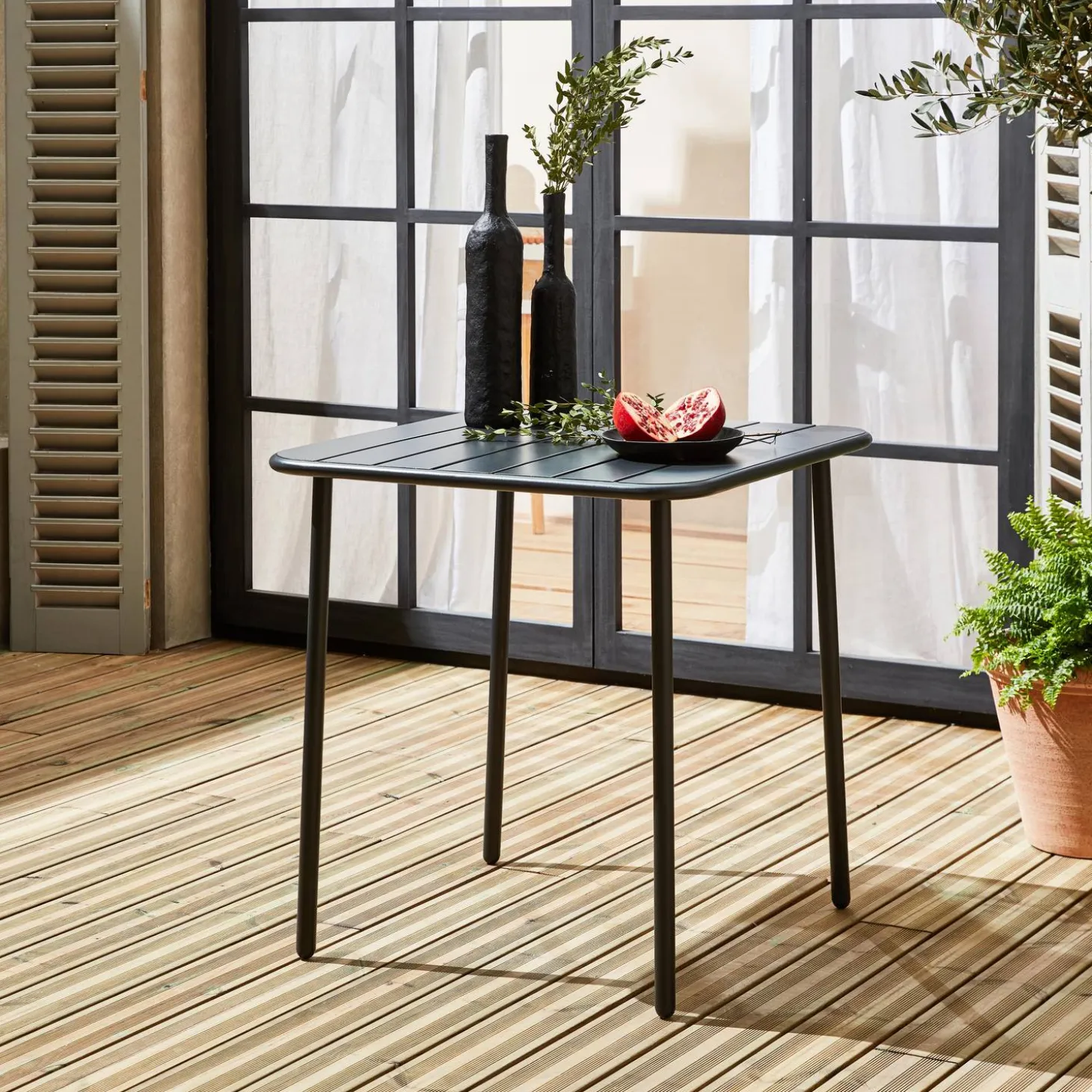Mesa de jardim bistrô em aço, 2 lugares, 70cm