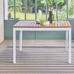 Mesa de jardim de acácia com cantos arredondados, 6 lugares