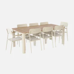 Mesa de jardim de alumínio, 8 lugares