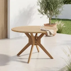 Mesa de jardim de madeira de acácia para 6 lugares