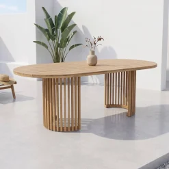 Mesa de jardim de madeira de acácia, 6 lugares