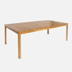 Mesa de jardim em acácia com cantos arredondados, 8 lugares