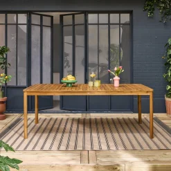 Mesa de jardim em acácia com cantos arredondados, 8 lugares