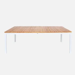 Mesa de jardim em acácia com cantos arredondados, 8 lugares