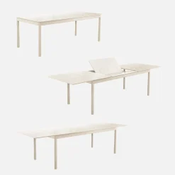 Mesa de jardim extensível de alumínio, 8 lugares