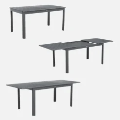 Mesa de jardim extensível em alumínio, 6 lugares
