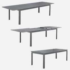 Mesa de jardim extensível em alumínio, 10 lugares
