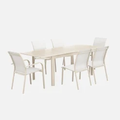 Mesa de jardim extensível em alumínio, 6 lugares