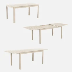 Mesa de jardim extensível em alumínio, 6 lugares