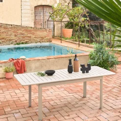 Mesa de jardim extensível em alumínio, 6 lugares