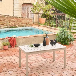 Mesa de jardim extensível em alumínio, 6 lugares