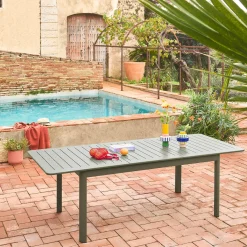 Mesa de jardim extensível em alumínio, 8 lugares