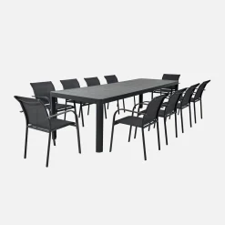 Mesa de jardim extensível em alumínio, 6-10 lugares
