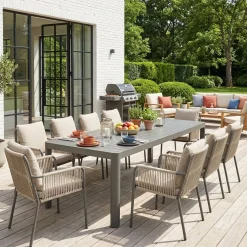 Mesa de jardim extensível em alumínio, 6-10 lugares