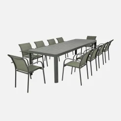 Mesa de jardim extensível em alumínio, 6-10 lugares