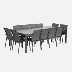 Mesa de jardim extensível em alumínio, 12 lugares