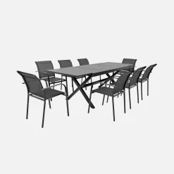Mesa de jardim extensível em alumínio para 8 pessoas
