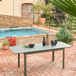 Mesa de jardim extensível em alumínio, 6 lugares