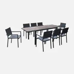 Mesa de jardim extensível em DPC e alumínio, 8 lugares