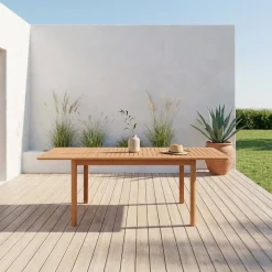 Mesa de jardim extensível em madeira de eucalipto, 4-6 lugares