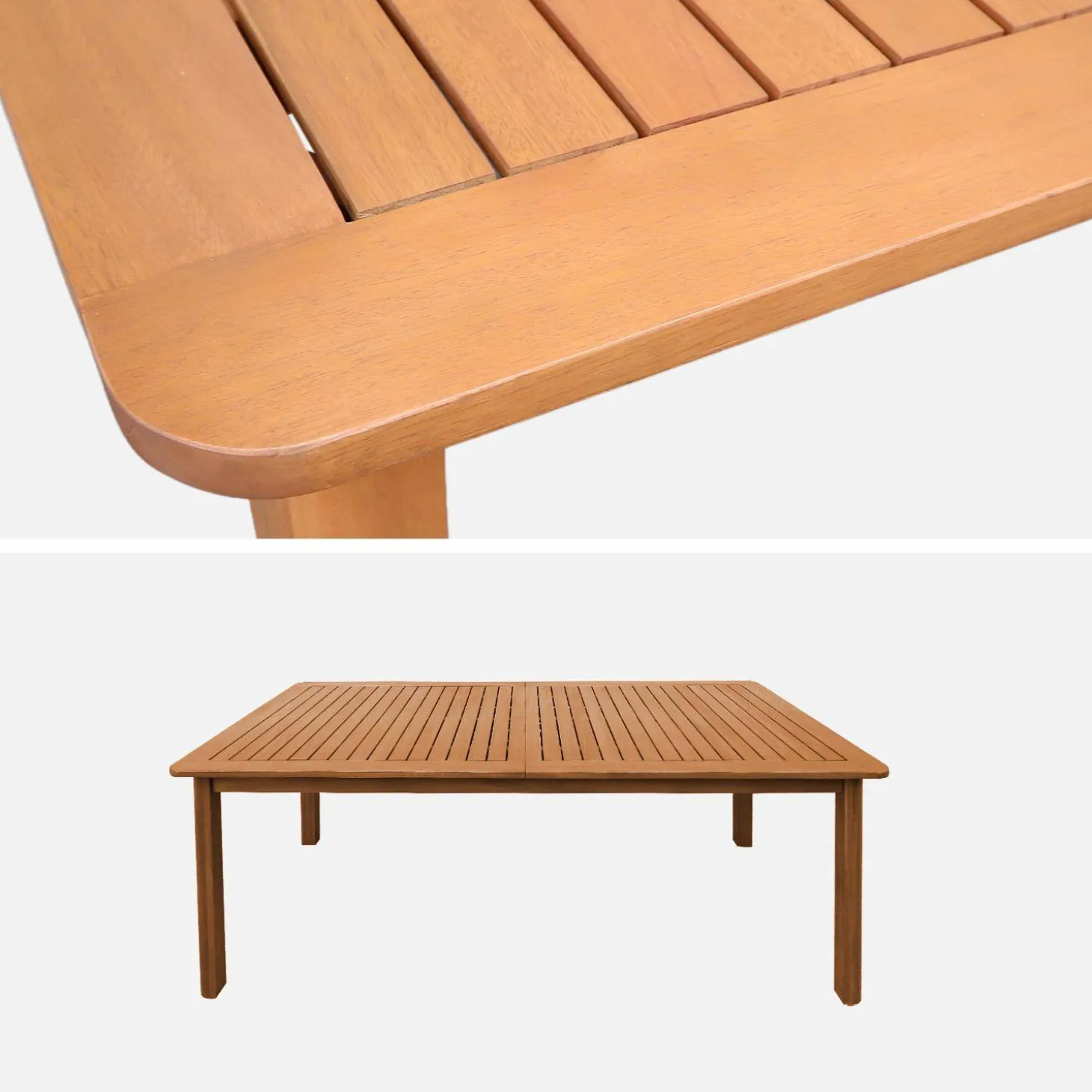 Mesa de jardim extensível em madeira de eucalipto, 6-8 lugares