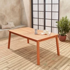 Mesa de jardim extensível em madeira, 8-10 lugares