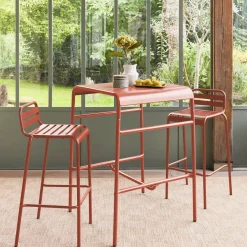 Mesa de jardim metálica de 2 lugares, 70cm