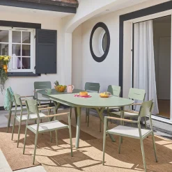 Mesa de jardim oval extensível em alumínio para 10 lugares
