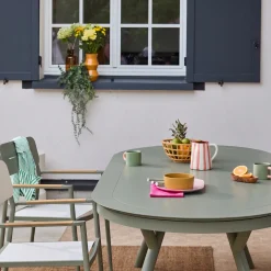 Mesa de jardim oval extensível em alumínio para 10 lugares