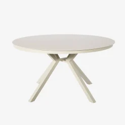 Mesa de jardim redonda em alumínio e vidro, 6 lugares