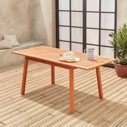 Mesa de jardim retangular extensível em madeira, 6 a 8 lugares