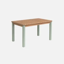 Mesa de jardim retangular infantil de madeira de acácia, 4 lugares
