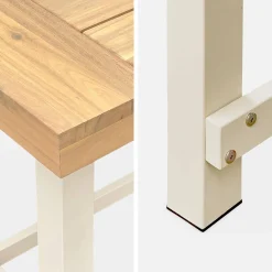 Mesa de madeira e metal para interior/exterior, 6-8 lugares