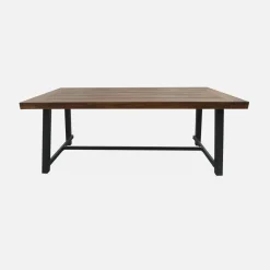 Mesa de madeira e metal para interior/exterior, 6-8 lugares