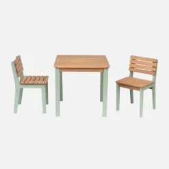 Mesa de madeira para crianças, 2 cadeiras