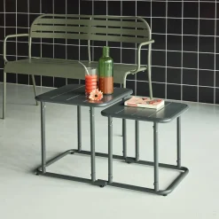 Mesa de ninho bistrô quadrada para exterior em aço, 45cm