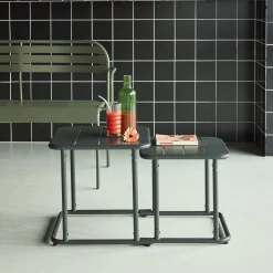 Mesa de ninho bistrô quadrada para exterior em aço, 45cm