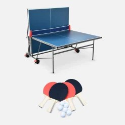 Mesa de ping pong dobrável interior com 4 raquetes e 6 bolas, 274cm