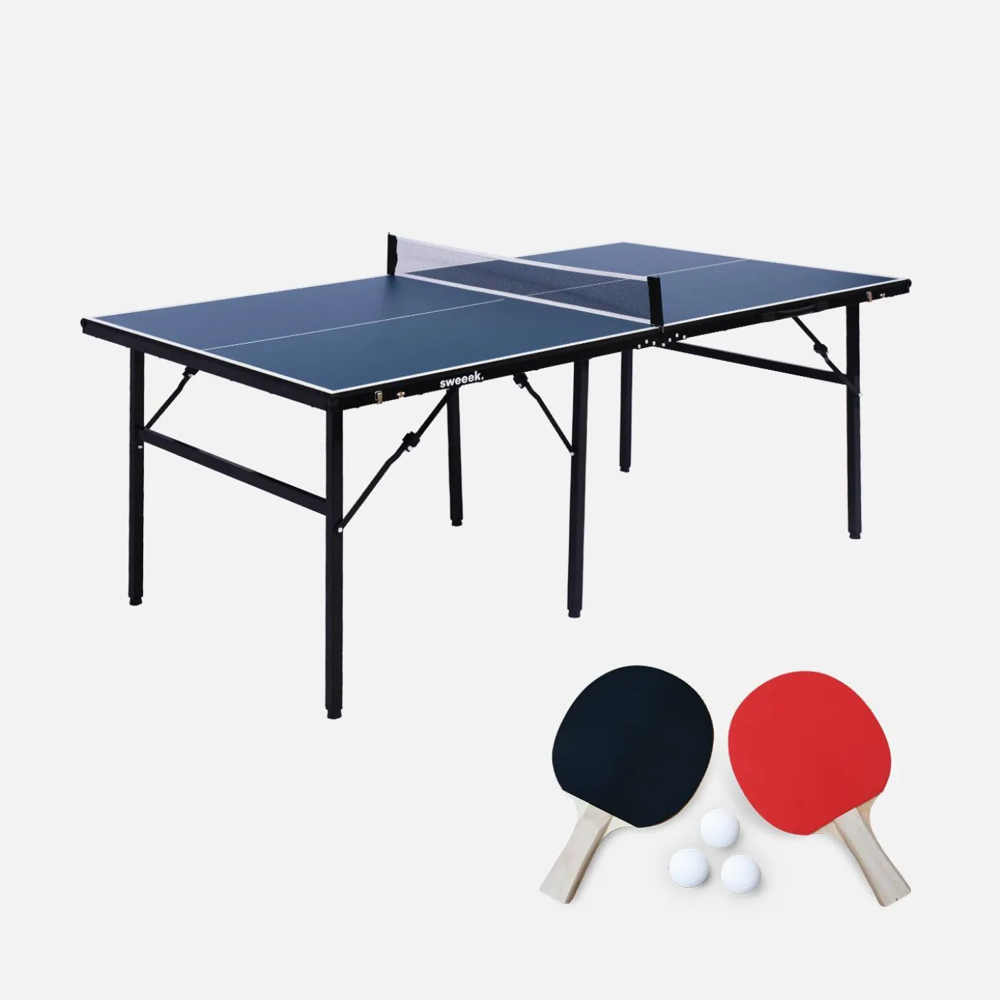 Mesa de ping pong exterior média com 2 raquetes e 3 bolas, 180 cm